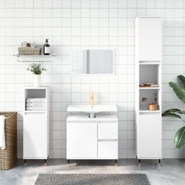 ARDEBO.de - Badschrank Weiß 30x30x190 cm Holzwerkstoff
