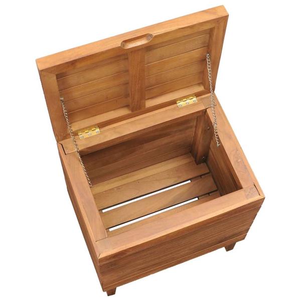 Wäschekorb 40×30×45 cm Teak Massivholz