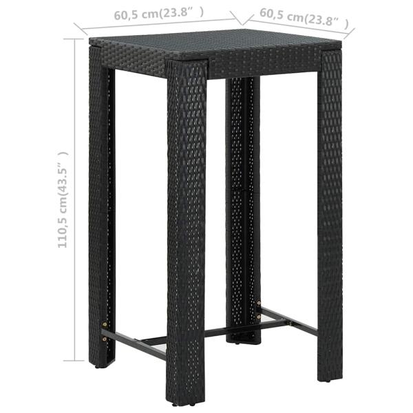 Garten-Bartisch Schwarz 60,5x60,5x110,5 cm Poly Rattan
