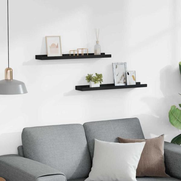Bilderleisten 2 Stk. Schwarz 60x9x3 cm MDF
