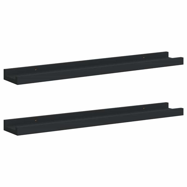 Bilderleisten 2 Stk. Schwarz 60x9x3 cm MDF