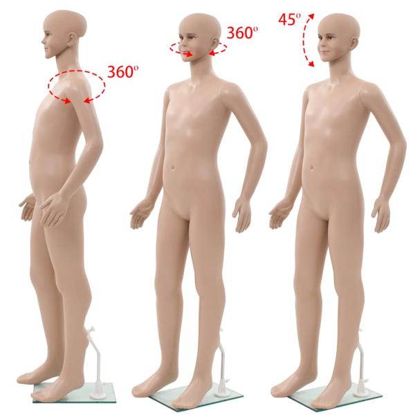 Ganzkörper-Schaufensterpuppe Kind mit Glassockel Beige 140 cm