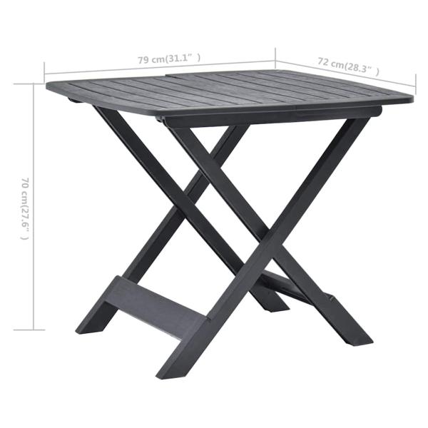 Gartentisch Klappbar Anthrazit 79x72x70 cm Kunststoff
