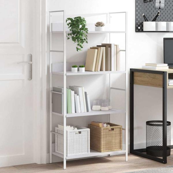 ARDEBO.de - Bücherregal 4 Regalböden Weiß 60×27,6×124,5 cm Holzwerkstoff
