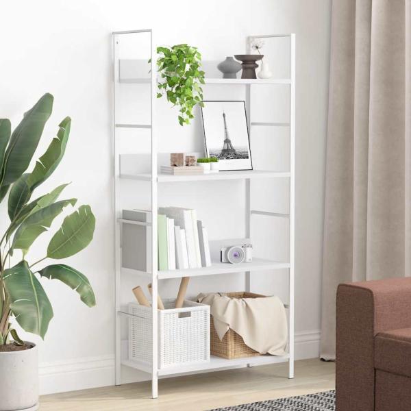 Bücherregal 4 Regalböden Weiß 60×27,6×124,5 cm Holzwerkstoff
