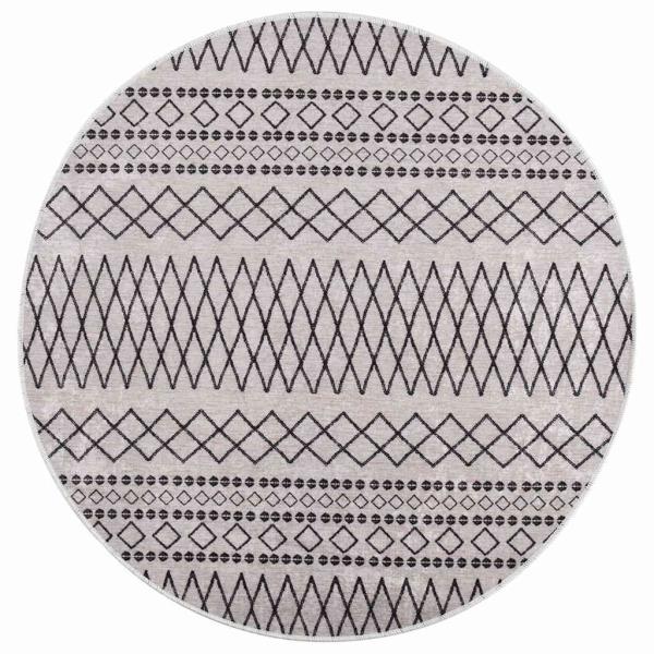 Teppich Waschbar Schwarz und Weiß ?120 cm
