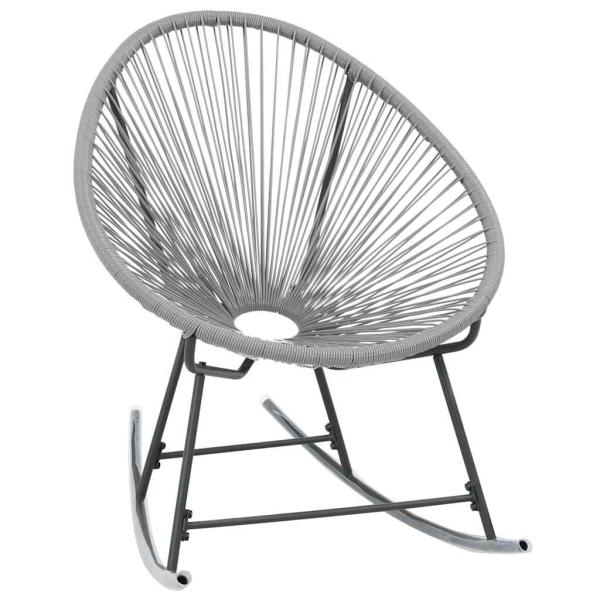 Schaukelstuhl Mondstuhl Grau Poly Rattan
