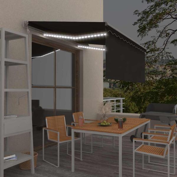ARDEBO.de - Markise Automatisch mit Rollo LED Windsensor 3,5x2,5m Anthrazit