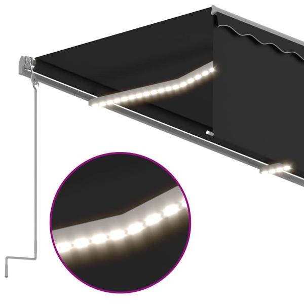 Markise Automatisch mit Rollo LED Windsensor 3,5x2,5m Anthrazit