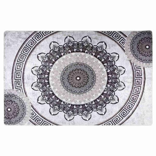 Teppich Waschbar 80x150 cm Schwarz und Grau
