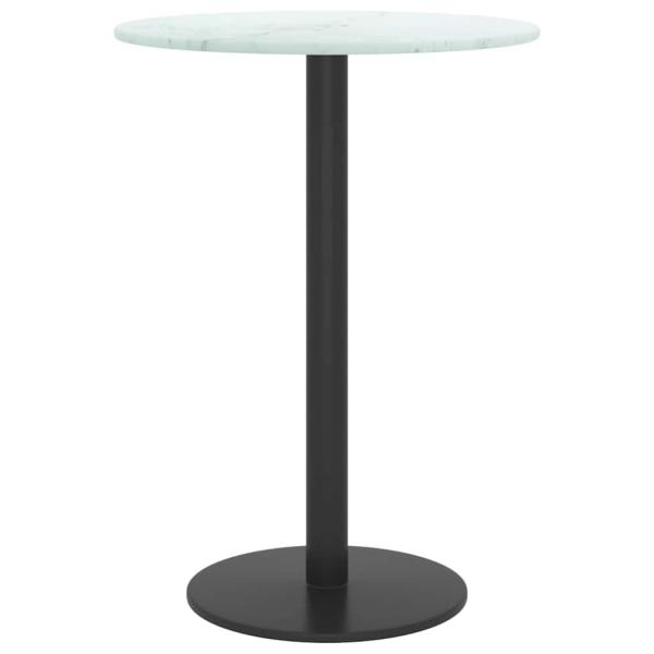 Tischplatte Weiß Ø30x0,8 cm Hartglas in Marmoroptik