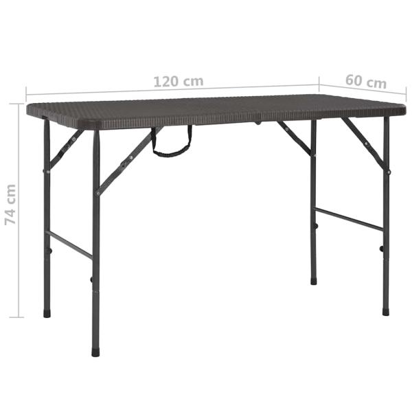 Gartentisch Klappbar Braun 120x60x74 cm HDPE Rattan-Optik