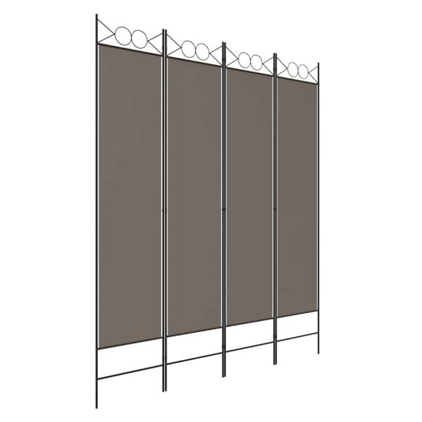 4-tlg. Paravent Anthrazit 160x200 cm Stoff