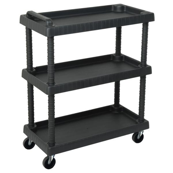 ARDEBO.de - Werkstattwagen 3 Etagen Schwarz 75x37,5x92 cm PP