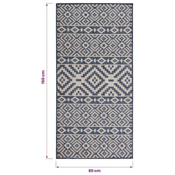 Outdoor-Teppich Flachgewebe 80x150 cm Blau Gestreift