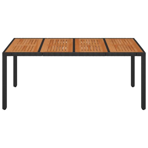Gartentisch mit Holzplatte Schwarz 190x90x75 cm Poly Rattan