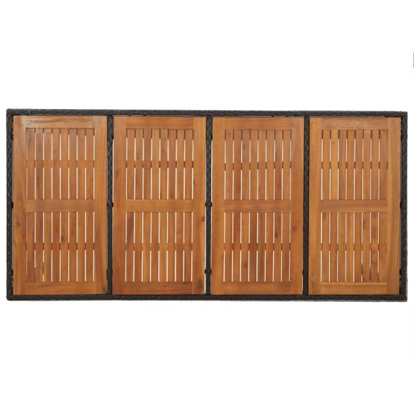 Gartentisch mit Holzplatte Schwarz 190x90x75 cm Poly Rattan