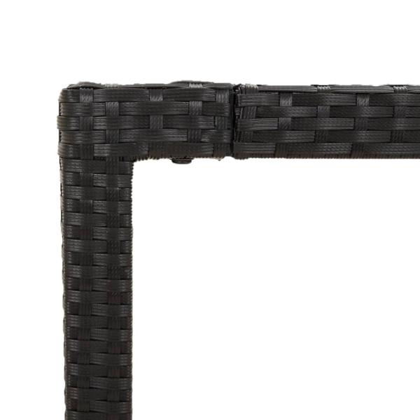 Gartentisch mit Holzplatte Schwarz 190x90x75 cm Poly Rattan