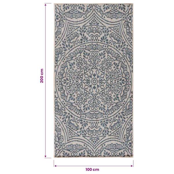 Outdoor-Teppich Flachgewebe 100x200 cm Blaues Muster