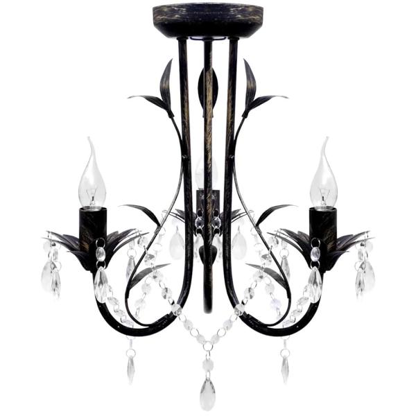 ARDEBO.de - Decknlampe Art Novau mit Kristallperlen 3 x E14