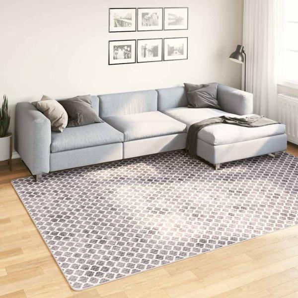 ARDEBO.de - Teppich Waschbar 190x300 cm Grau und Weiß