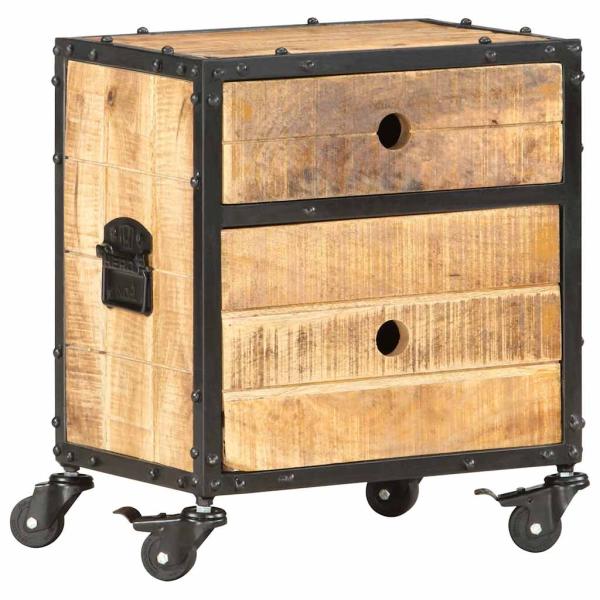ARDEBO.de - Nachttisch 40x30x50 cm Raues Mangoholz