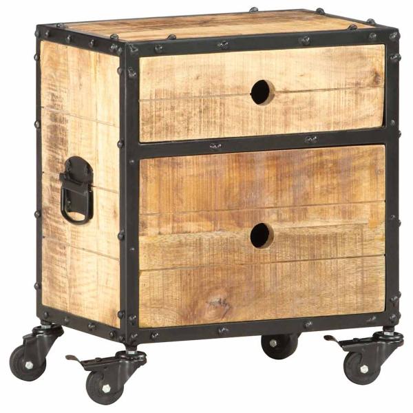 Nachttisch 40x30x50 cm Raues Mangoholz