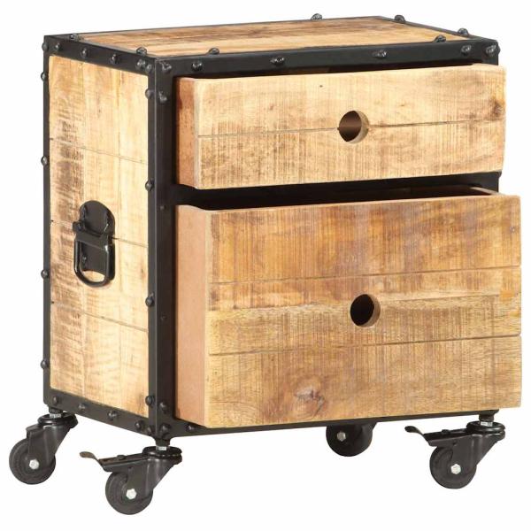 Nachttisch 40x30x50 cm Raues Mangoholz