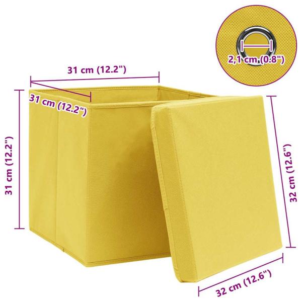 Aufbewahrungsboxen mit Deckeln 10 Stk. Gelb 32x32x32 cm Stoff