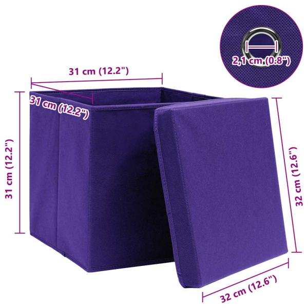 Aufbewahrungsboxen mit Deckeln 10 Stk. Lila 32x32x32 cm Stoff