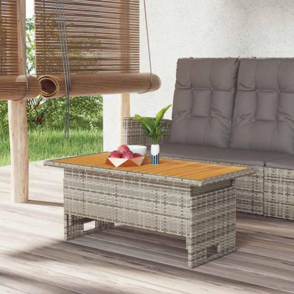 ARDEBO.de - Gartentisch Grau 100x50x43/63 cm Akazienholz & Poly Rattan