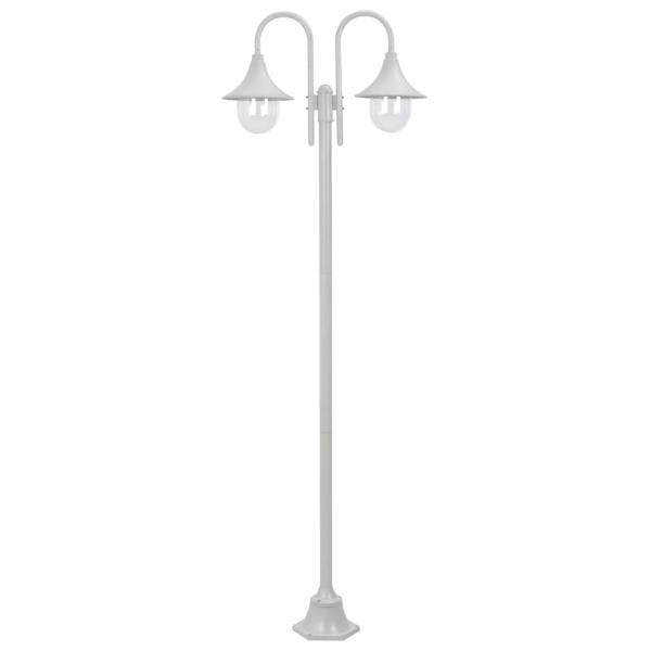 ARDEBO.de - Garten-Pollerleuchte E27 220 cm Aluminium 2-Laterne Weiß