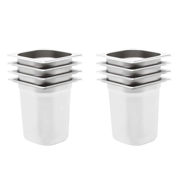 ARDEBO.de - Gastronormbehälter 8 Stk. GN 1/6 200 mm Edelstahl