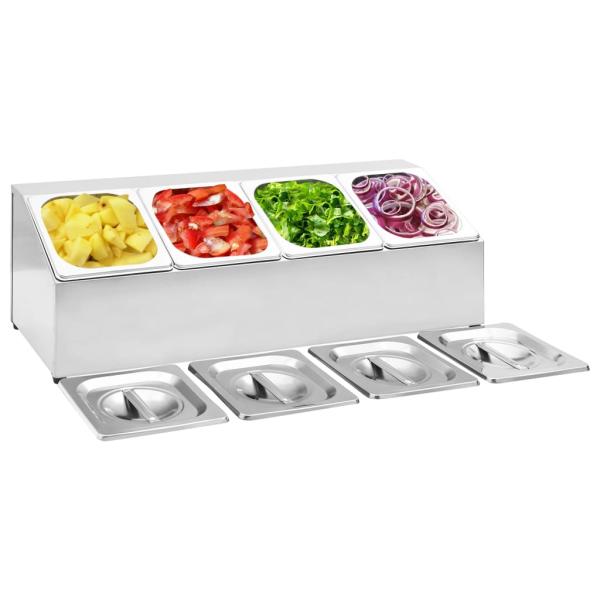 ARDEBO.de - Gastronorm-Ständer mit 4 GN 1/6 Behältern Edelstahl