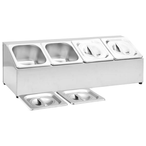 Gastronorm-Ständer mit 4 GN 1/6 Behältern Edelstahl