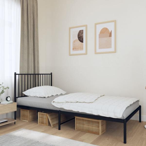 ARDEBO.de - Bettgestell mit Kopfteil Metall Schwarz 107x203 cm