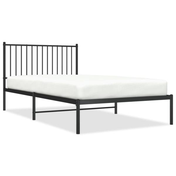 Bettgestell mit Kopfteil Metall Schwarz 107x203 cm