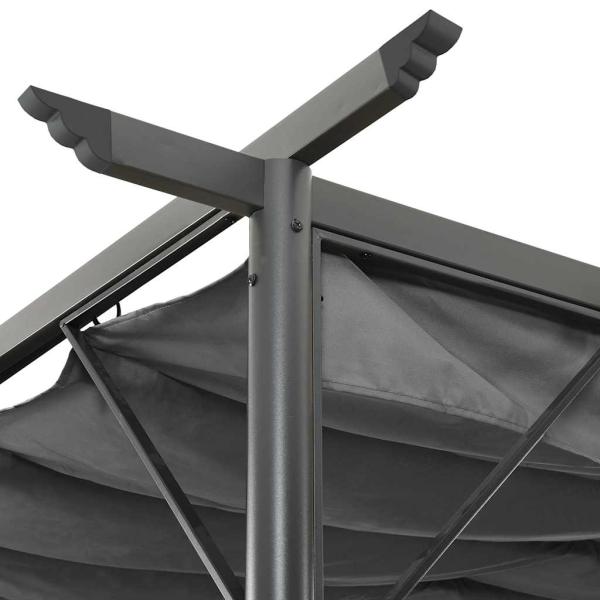 Pergola mit Ausziehbarem Dach Anthrazit 3x3 m Stahl 180 g/m²