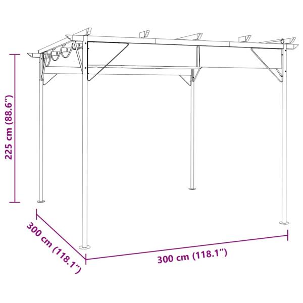 Pergola mit Ausziehbarem Dach Anthrazit 3x3 m Stahl 180 g/m²