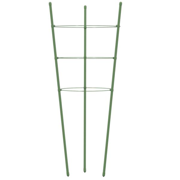 Pflanzenstützen mit 3 Ringen 5 Stk. Grün 60 cm Stahl