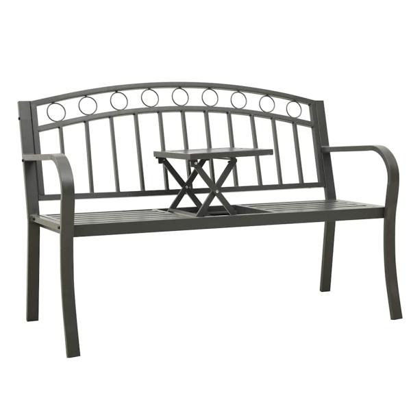 ARDEBO.de - Gartenbank mit Tisch Grau 120 cm Stahl