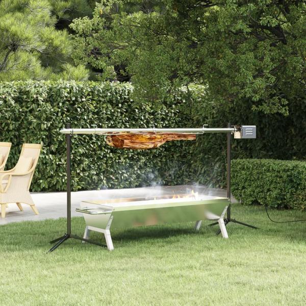 ARDEBO.de - Automatischer Grillspieß mit Motor Edelstahl 150x46,5x82,5 cm