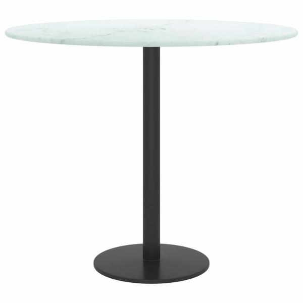 Tischplatte Weiß Ø50x0,8 cm Hartglas in Marmoroptik