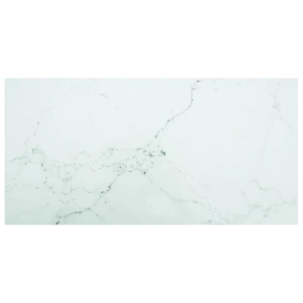 ARDEBO.de - Tischplatte Weiß 100x50 cm 6 mm Hartglas in Marmoroptik