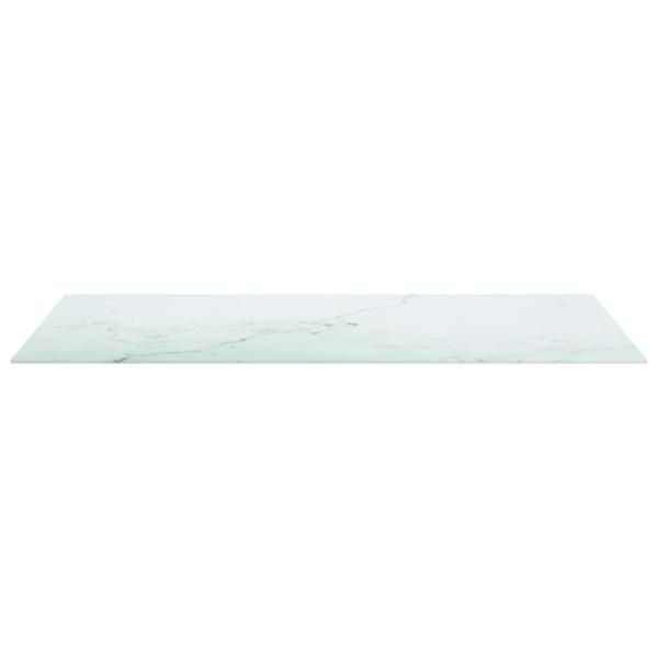 Tischplatte Weiß 100x50 cm 6 mm Hartglas in Marmoroptik