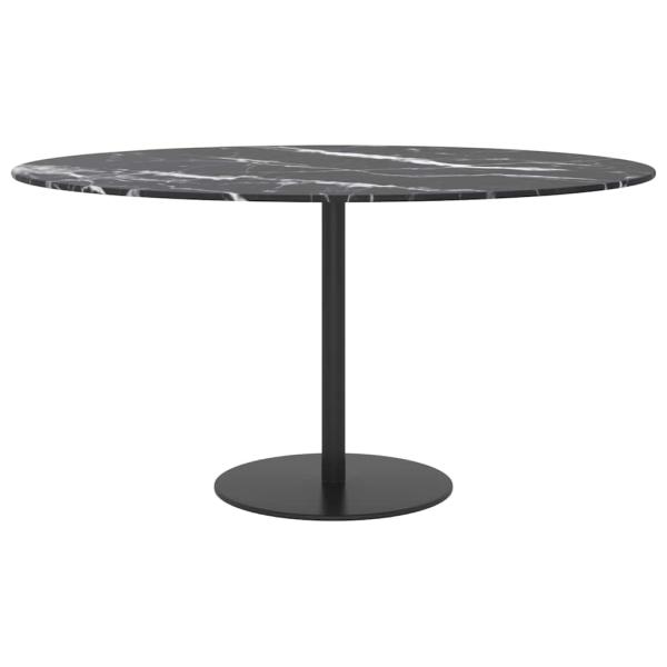 Tischplatte Schwarz Ø80x1 cm Hartglas in Marmoroptik