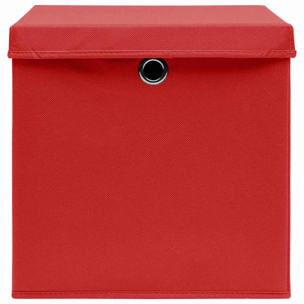 Aufbewahrungsboxen mit Deckeln 10 Stk. 28x28x28 cm Rot
