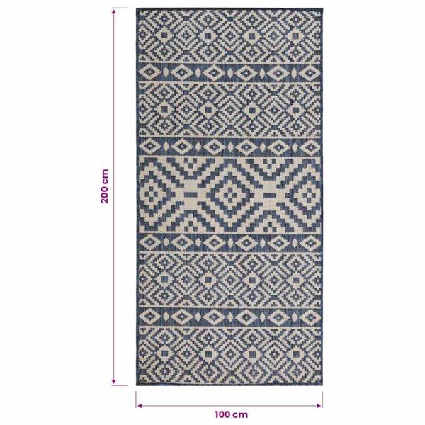 Outdoor-Teppich Flachgewebe 100x200 cm Blau Gestreift