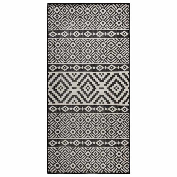 ARDEBO.de - Outdoor-Teppich Flachgewebe 80x150 cm Schwarz Gestreift