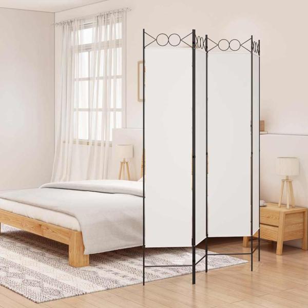 ARDEBO.de - 4-tlg. Paravent Weiß 160x200 cm Stoff